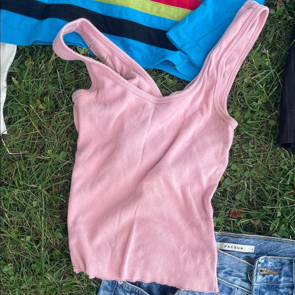Time and Tru Soft Pink Ribbed Tank Top
